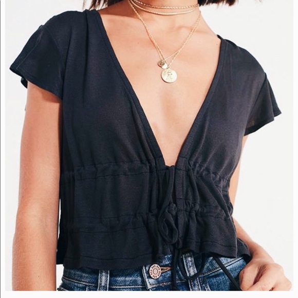 Urban Outfitters Tops - Urban Outfitters Black Tie Crop Top